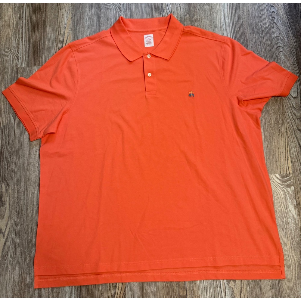 Brooks Brothers Mens 3XL Orange Supima Cotton Spandex Pique Polo Shirt RN93986